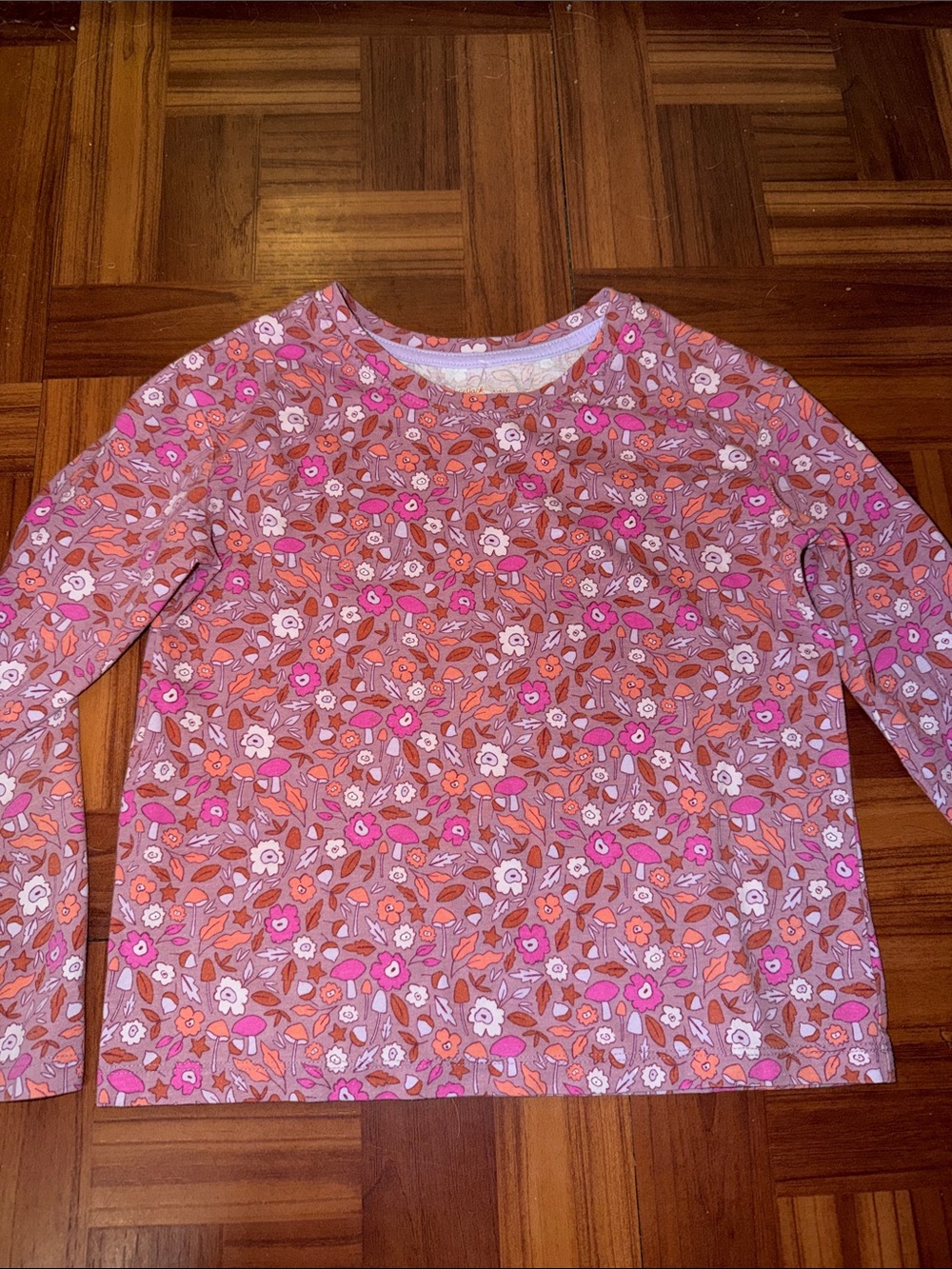 Cat & Jack Long-Sleeve Floral Tee - Pink & Orange